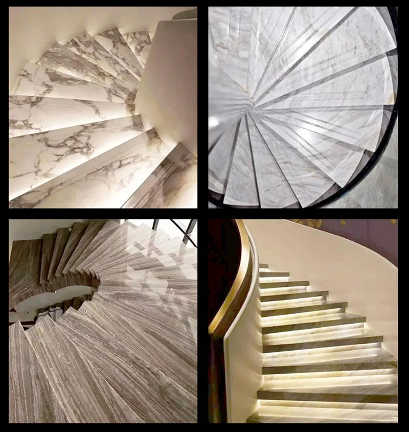 Grey Marble Stone Slab/Tile Customized Indoor Decoration/Floor/Wall Spiral Stair/Step/Tiles