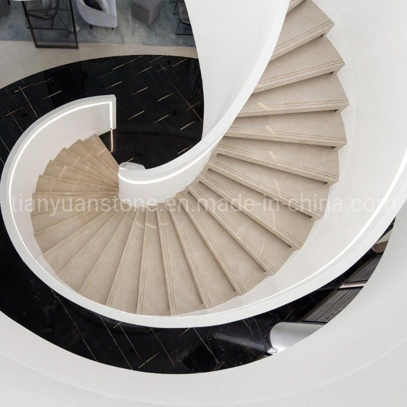 Panda White Indoor Staircase Step Floor Design Marble Tiles for Stairs